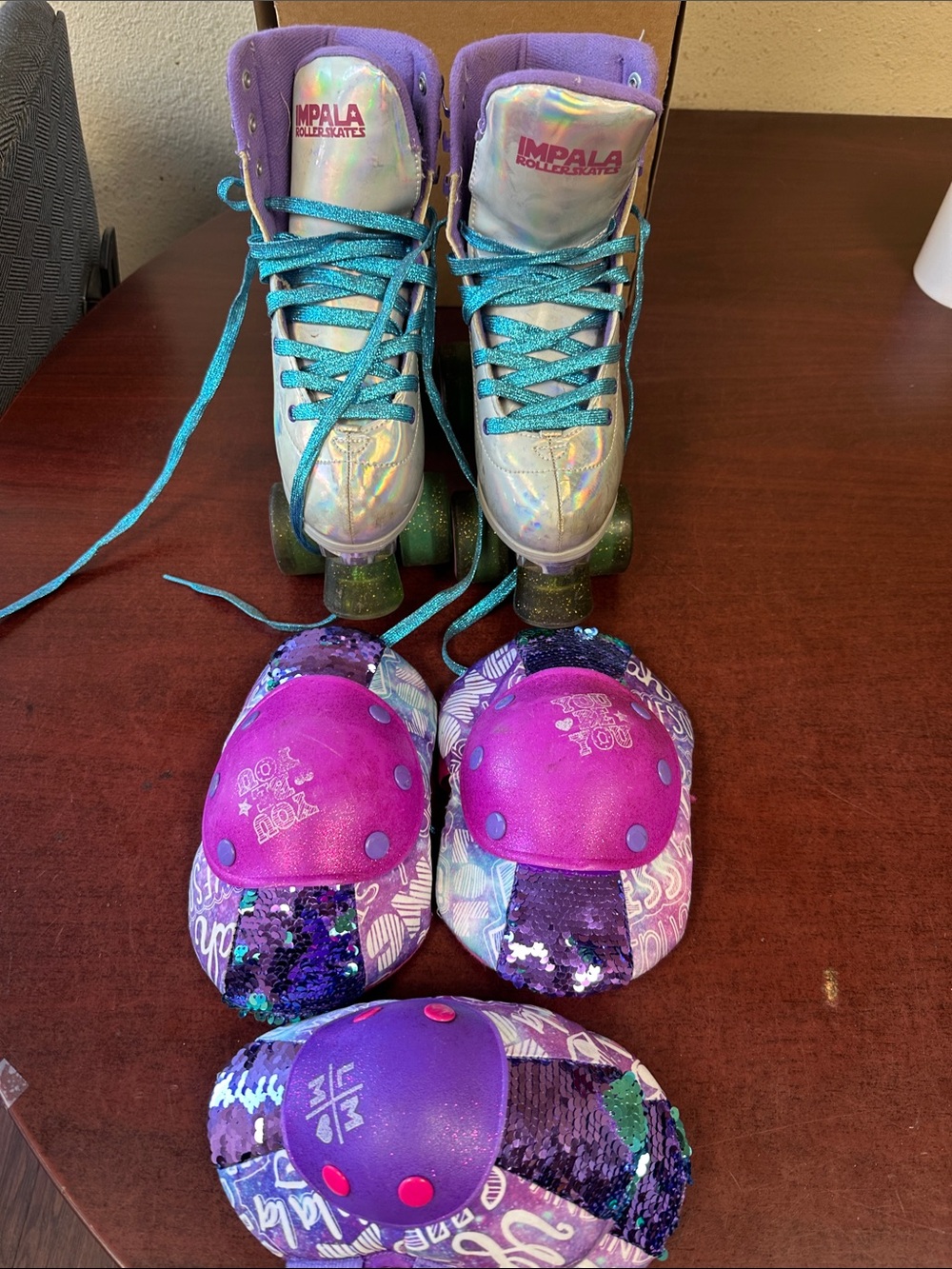Impala Iridescent Roller Skates with Purple Pads
